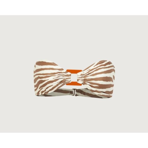 SAME Los Angeles Swim Bikiny Set Womens Acrylic 90s Color beige Brown Zebra Sz L - Picture 3 of 14